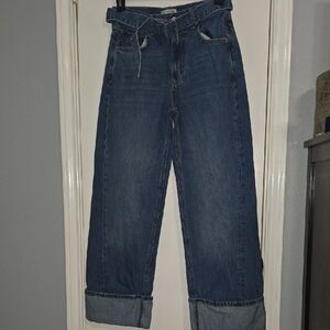 Free People We The Free East Bay Cuffed Relaxed Wide-Leg Jeans Sz 25